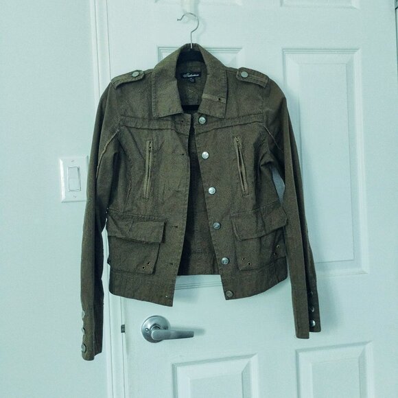 Army Green Distressed Detail Light Jacket - Picture 1 of 8